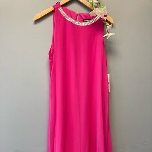 Glamour Nights Dress Fuchsia Pink Sleeveless Lined Rhinestones Sz: 8 [S]
